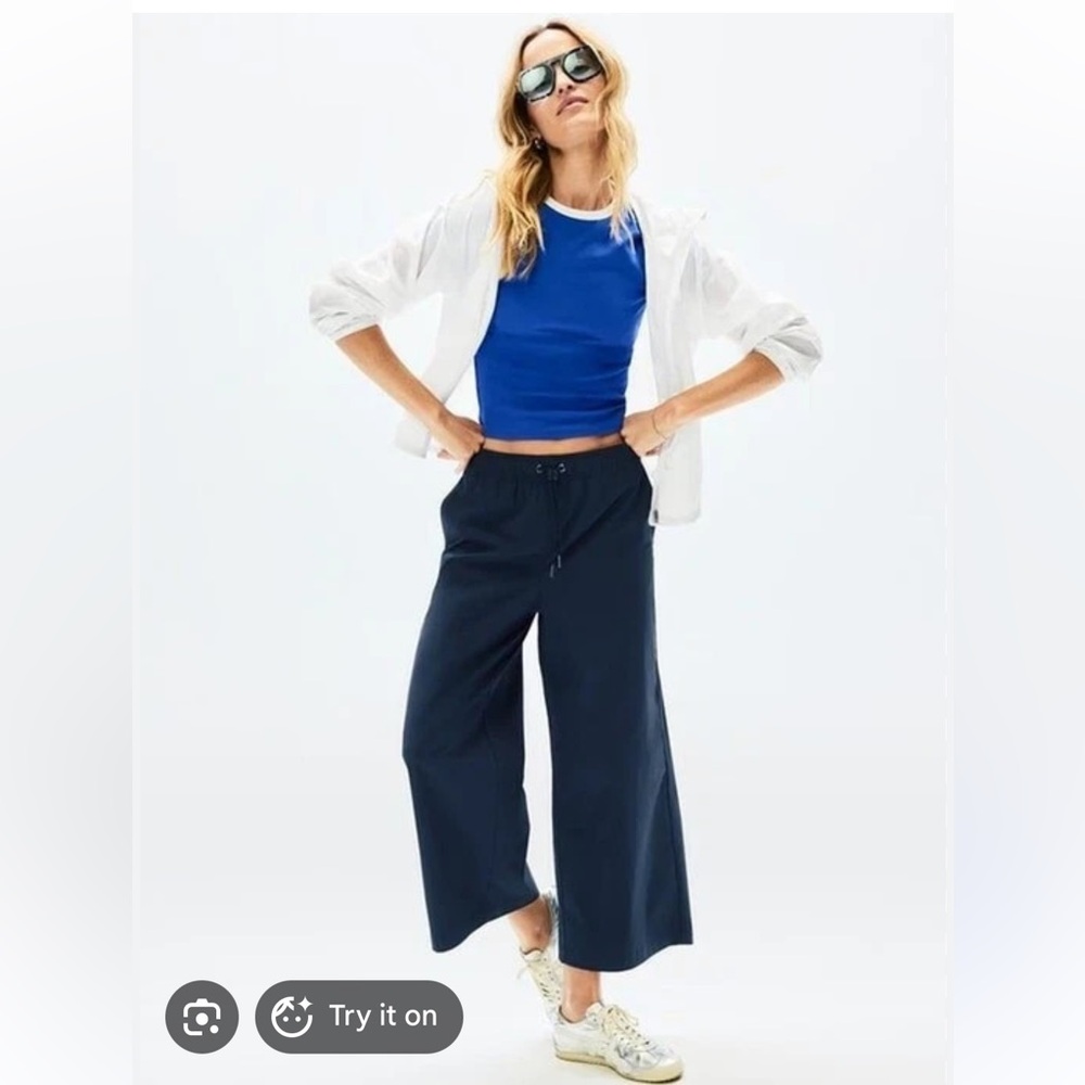 Athleta Midday Mid Rise Crop Poplin Pant Navy NWT